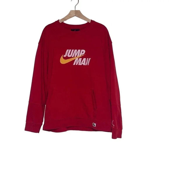 Nike Air Jordan XL red JUMP MAN crew neck sweatshirt‎ Swoosh Retro Y2K - Picture 1 of 6